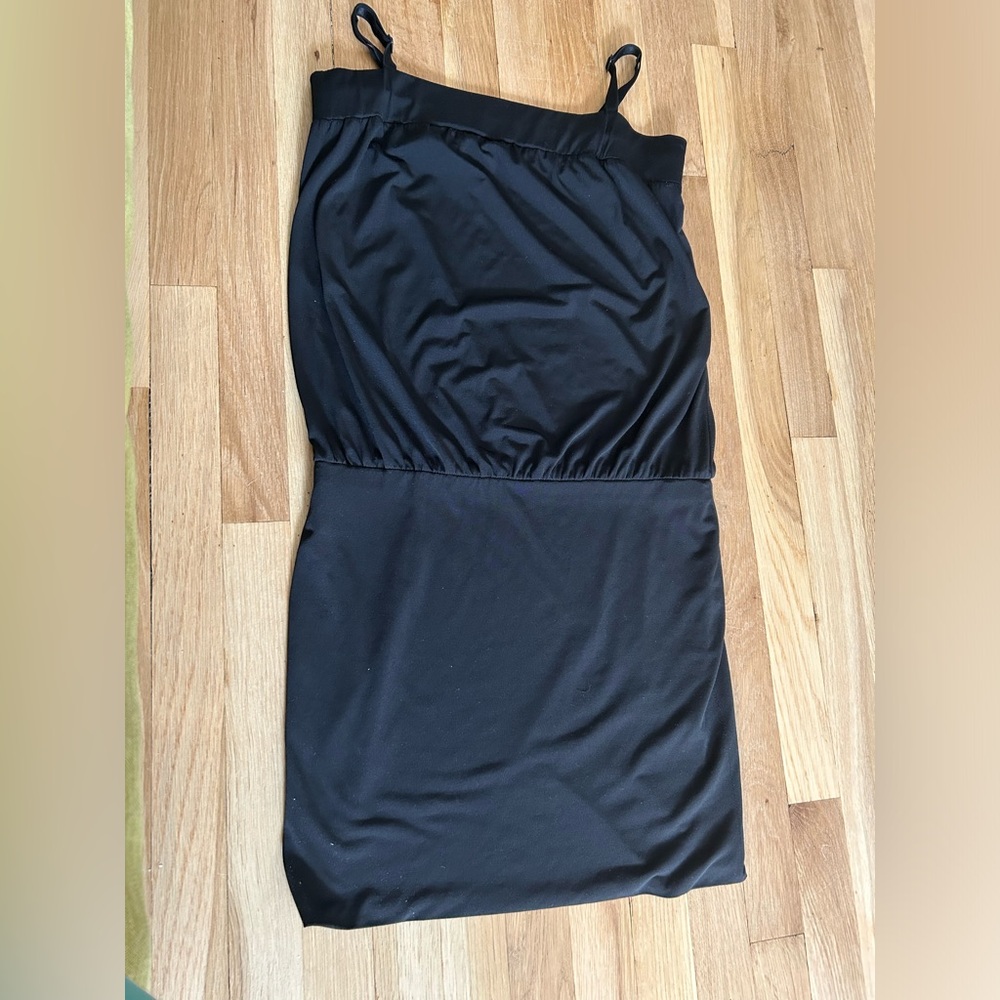 julian made in italy black mini dress elastic with adjustable straps
